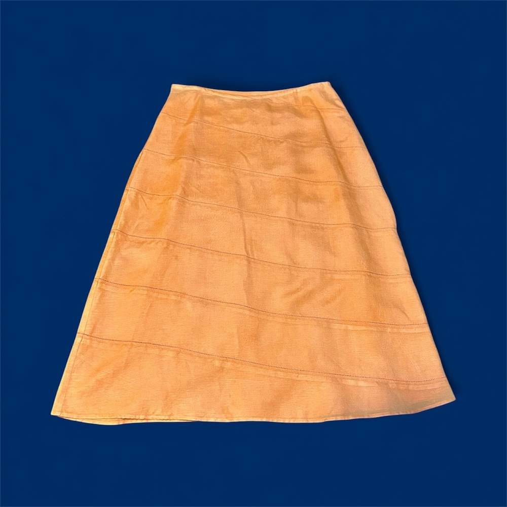 Ashley Stewart Vibrant Orange A-Line Skirt Vacation Travel Casual Linen Sz 14W